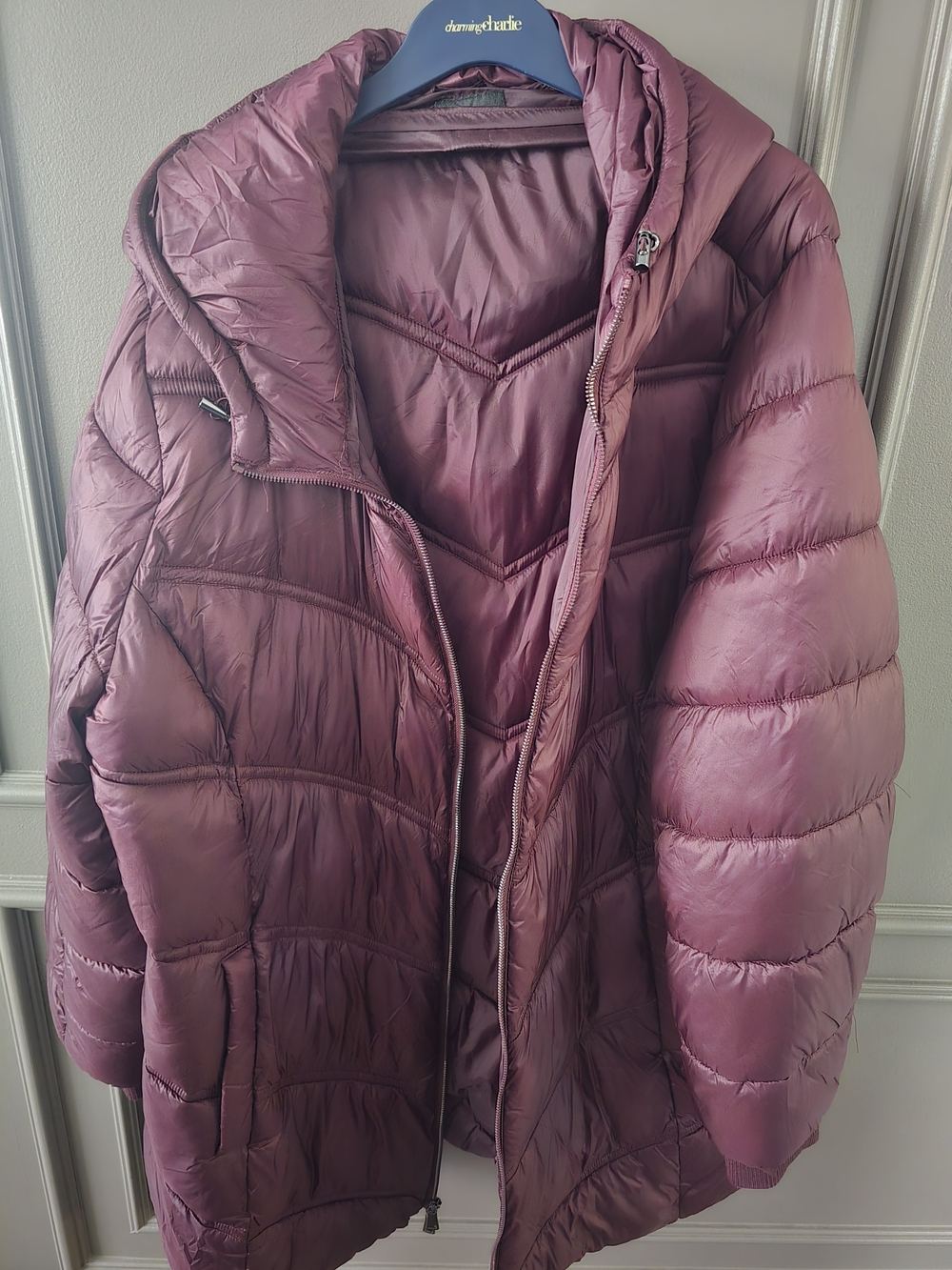 Lane Bryant Plum Quilted Hooded Puffer Coat
